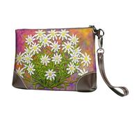 EgoMed Swiss Edelweiss Flowers,Wristlet Bags PU Leather Clutch Womens Zip Purse Wallet Handbag with Wrist Strap