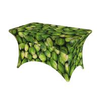 EgoMed Tablecloth,4FT Washable Stretch Fitted Table Cover Tabletop Covers for Party, Wedding,Green Brussel Sprout Print