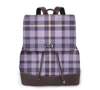 EgoMed Tartan Plaid Checkered Fabric Purple,Women Backpack Waterproof Daypack Lightweight PU Leather Fashion Travel Backpack