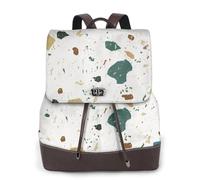 EgoMed Terrazzo Seamless Patterns Classic Italian Marble,Women Backpack Waterproof Daypack Lightweight PU Leather Fashion Travel Backpack