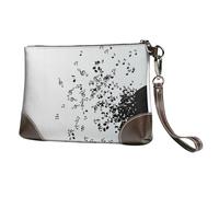 EgoMed Torn Vinyl Record and Musical Notes Flying in The Air,Wristlet Bags PU Leather Clutch Womens Zip Purse Wallet Handbag with Wrist Strap
