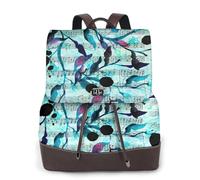 EgoMed Watercolour Music Branches Leaves,Women Backpack Waterproof Daypack Lightweight PU Leather Fashion Travel Backpack