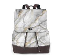 EgoMed White Marble Fashion Marbling Granite Stone Gold Black Gray,Women Backpack Waterproof Daypack Lightweight PU Leather Fashion Travel Backpack