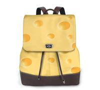 EgoMed Yellow Cheese Pattern,Women Backpack Waterproof Daypack Lightweight PU Leather Fashion Travel Backpack