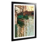 Egon Schiele Boats in Port Framed Wall Art Print A2 Black