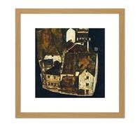 Egon Schiele Dead City III City On The Blue River III 8X8 Inch Square Wooden Framed Wall Art Print Picture with Mount Artery8 Light Oak One Size