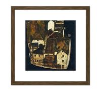 Egon Schiele Dead City III City On The Blue River III 8X8 Inch Square Wooden Framed Wall Art Print Picture with Mount Artery8 Brown One Size
