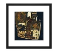 Egon Schiele Dead City III City On The Blue River III 8X8 Inch Square Wooden Framed Wall Art Print Picture with Mount Artery8 Black One Size