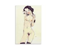 Egon Schiele Girl with Black Hair, 1910 Poster Picture Print Wall Art Poster Painting Canvas Posters Artworks Room Aesthetic 08x12inch(20x30cm)