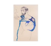 Egon Schiele - Gustav Klimt in A Blue Painter's Smock Canvas Art Poster And Wall Art Picture Print Modern Family Bedroom Decor Unframe 24x36inch(60x90