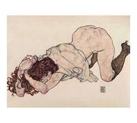 Egon Schiele Kneeling Girl Resting On Both Elbows Large Art Print Poster Wall Decor Premium Mural