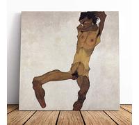 Egon Schiele Nude Man | Canvas Wall Art Print | Framed & Ready to Hang Picture | Modern Home Decor for Living Room, Bedroom, Kitchen or Office | 14x14 Inches