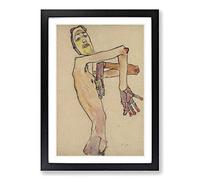 Egon Schiele Nude with Crossed Arms Framed Print | A2 Oak Framed Wall Art | Ready to Hang | Modern Nature Picture | Living Room Bedroom Lounge Office