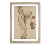 Egon Schiele Nude with Crossed Arms Framed Print | A2 Oak Framed Wall Art | Ready to Hang | Modern Nature Picture | Living Room Bedroom Lounge Office