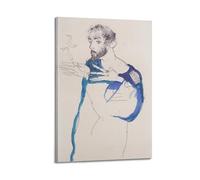 Egon Schiele(Painter Gustav Klimt in His Blue Painter's Smock) artistic Creations Poster Canvas Wall Art Decorative Picture Prints Modern Decor 16x24inch(40x60cm)
