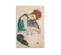 Egon Schiele Painter Masterpiece Poster Seated Woman With Bent Knee Wall Art Scroll Canvas Painting Picture Living Room Decor Home 08x12inch(20x30cm)