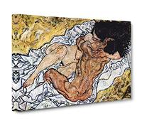 Egon Schiele Pair Embracing Canvas Print | Gallery Wrapped 30mm Frame Wall Art | 24x16 inches | Ready to Hang | Modern Picture | Living Room Bedroom Lounge Office