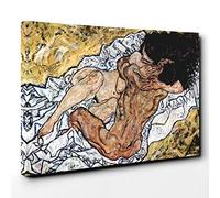 Egon Schiele Pair Embracing Canvas Print | Gallery Wrapped 30mm Frame Wall Art | 30x20 inches | Ready to Hang | Modern Picture | Living Room Bedroom Lounge Office