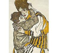 Egon Schiele Schieles Wife With Her Little Nephew Art Print Canvas Premium Wall Decor Poster Mural
