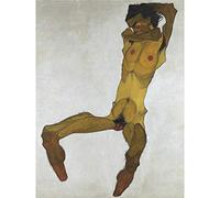 Egon Schiele Seated Male Nude Self Portrait Large Wall Art Print Canvas Premium Poster Mural