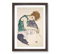 Egon Schiele Seated Woman Framed Print | A2 Walnut Framed Wall Art | Ready to Hang | Modern Nature Picture | Living Room Bedroom Lounge Office