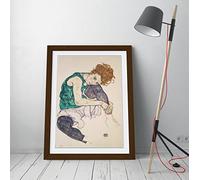 Egon Schiele Seated Woman With Legs Framed Wall Art Picture Print - A2 - Walnut Frame