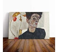 Egon Schiele Self Portrait (6) Canvas Print | Gallery Wrapped 30mm Frame Wall Art | 24x16 inches | Ready to Hang | Modern People Picture | Living Room Bedroom Lounge Office