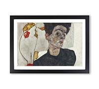 Egon Schiele Self Portrait (6) Framed Print | A2 Oak Framed Wall Art | Ready to Hang | Modern Nature Picture | Living Room Bedroom Lounge Office