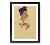 Egon Schiele Self Portrait Framed Print | A2 Oak Framed Wall Art | Ready to Hang | Modern Nature Picture | Living Room Bedroom Lounge Office