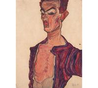 Egon Schiele Self Portrait Grimacing Large Wall Art Print Canvas Premium Poster Mural