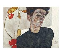 Egon Schiele Self Portrait With Physalis Large Art Print Poster Wall Decor Premium Mural