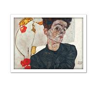 Egon Schiele Self Portrait With Physalis Large Framed Art Print Poster Wall Decor 18x24