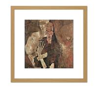 Egon Schiele Self Seer II Death Man Painting 8X8 Inch Square Wooden Framed Wall Art Print Picture with Mount Artery8 Light Oak One Size