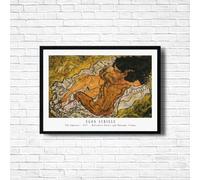 Egon Schiele - The Embrace print, Famous classic paintings, Iconic painters art work, A4 / A3 Home Decoration Wall Art Deco, Frame options available (A3 Framed (Black))
