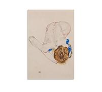 Egon Schiele Works《Nude with Blue Stockings, Bending Forward》Printing Posters Modern Printed Canvas Wall Art Stylish Photo Painting Decor for Living Space 16x24inch(40x60cm)