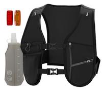 EGOO - LED Running Vest with Multi-Pockets for Men and Women, Lightweight Hydration Vest for Running & Outdoor Activities, Rechargeable LED Safety Light x2 + 500ml Soft Flask x1