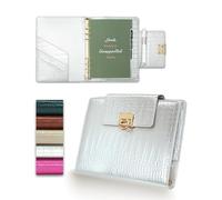 EGOSUNNY A5 Undated Planner - (14.7 x 21.1 cm) Crocodile-Textured Leather Cover, Refillable 6-Ring Binder with 80 Sheets, Dividers & Metal Ballpoint Pen - Journal Organiser for Work & Personal Use