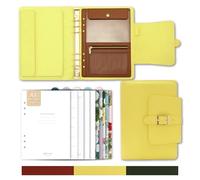 EGOSUNNY Luxury A5 Leather Binder Gift Set - (14.7 x 21.1 cm) Elegant 6-Ring Journal with Undated Planner Cover, 80 Sheets Refill Paper, 5 Dividers, Removable Pouch - for Work, School & Personal Use