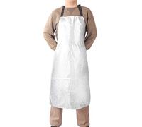 egowz Heat Resistant Apron, Aluminum foil high temperature 1832℉ heat insulation apron anti splash, anti scalding, fire retardant and flame retardant protective clothing, Silver, Large