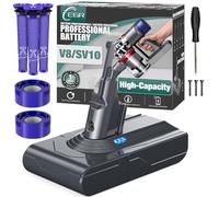EGR Large Capacity V8 Battery Replacement Compatible with Dyson V8 Animal Battery SV10 V8 Absolute V8 Fluffy V8 Motorhead Vacuum Cleaner Battery for V8 with 3 Pre-Filters and 2 Post-Filters