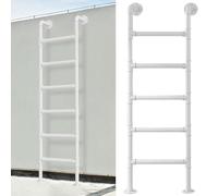 Egress Ladder - Wrought Iron Wall Mounted Metal Step Ladder for Safe Access from Basement Window Well, Easy Installation for Roof and Outside Walls