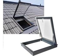 Egress Window Well Cover, Roof Skylights with Insulated Glass Roof Skylights Aluminum Alloy Frame & Hydraulic Rod Flush Mount Deck Hatch for Attic/Basement/Sunroom/Shed House(LxW 28x39 in/70x98cm)
