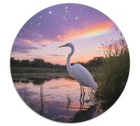 Egret 1000 Piece Round Puzzle Logic-Driven Game Young Thinkers Educational Purpose Bird Home Learning Station Puzzle Shelf 1000pcs (67.5x67.5cm)