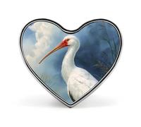 Egret Bird Badge Pin Brooch Button Stylish Heart Shaped Decorative for Clothes Backpacks Hats
