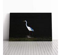 Egret Bird Canvas Print | Gallery Wrapped 30mm Frame Wall Art | 24x16 inches | Ready to Hang | Modern Animals Picture | Living Room Bedroom Lounge Office