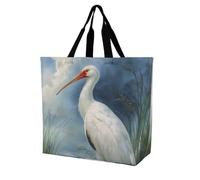 Egret Bird Grocery Bag Shoulder Shopping Tote Bags