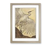 Egret By Theo Van Hoytema Classic Painting Framed Wall Art Print, Ready to Hang Picture for Living Room Bedroom Home Office Décor, Oak A3 (34 x 46 cm)