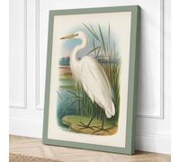 Egret in the Marshland Canvas Wall Art Print 18x12 Inch (46 x 30 cm)