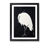 Egret In The Rain By Ohara Koson Asian Japanese Framed Print | A3 Black Framed Wall Art | Ready to Hang | Asian Landscape Picture | Living Room Bedroom Lounge Office