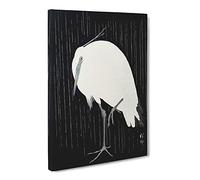Egret In The Rain By Ohara Koson Canvas Print | Gallery Wrapped 30mm Frame Wall Art | 24x16 inches | Ready to Hang | Asian Landscape Picture | Living Room Bedroom Lounge Office